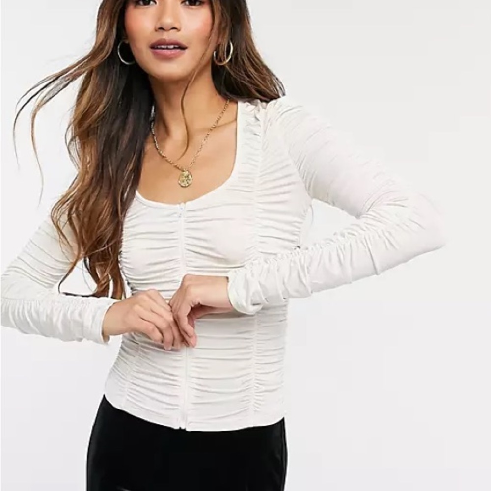 & Other Stories Ruched Long Sleeve Shirt Size 4